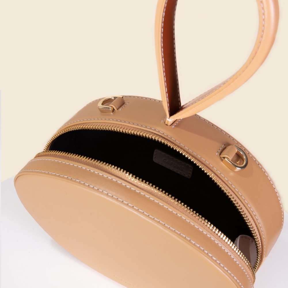 CAFUNÉ Caramel Leather Egg Bag - Picture 16 of 16